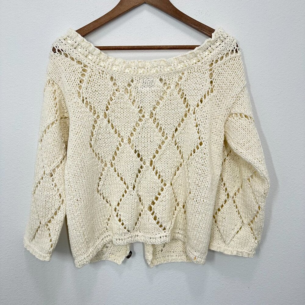 Vintage Coquette Cardigan Open Knit  Off the Shoulder Romantic Feminine M/L - Picture 2 of 6